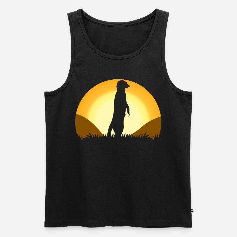 Erdmännchen Sonnenuntergang Meerkats - Männer Premium Bio Tank Top - Schwarz