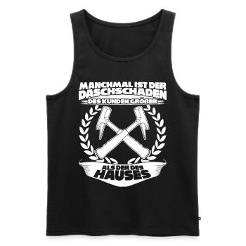 Dachdecker Witz mit Dachschaden - Männer Premium Bio Tank Top - Schwarz - Vorne - AI Model Male 178 light (178cm)