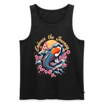 Poisson koï japonais - Débardeur bio Premium Homme - noir - Devant - AI Model Male 178 light (178cm)