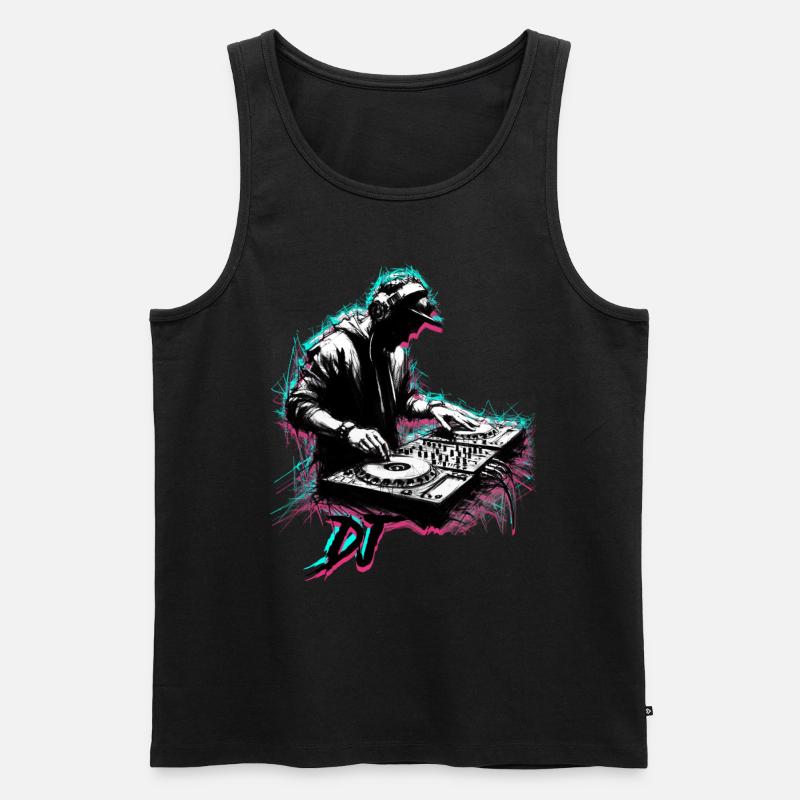 DJ - Männer Premium Bio Tank Top - Schwarz