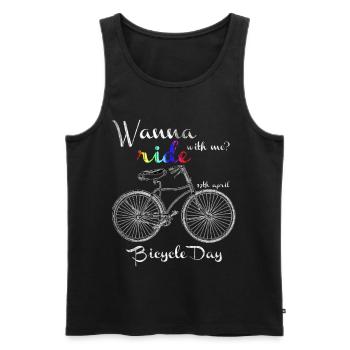 Veux rouler avec moi - Journée du vélo - Débardeur bio Premium Homme - noir - Devant - AI Model Male 178 light (178cm)