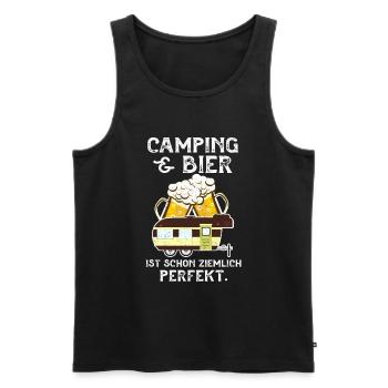 Camping Bier Zelten Lagerfeuer Geschenk Camper - Männer Premium Bio Tank Top - Schwarz - Vorne - AI Model Male 178 light (178cm)