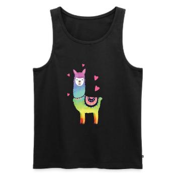 Colorful llama alpaca llamas heart love animal gift - Men's Premium Organic Tank Top - black - Front - Michal (187cm)