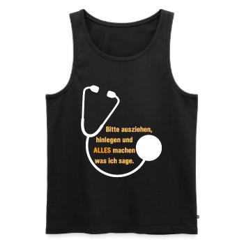 Bitte Ausziehen Lustiger Spruch Arzt Doc Geschenk - Männer Premium Bio Tank Top - Schwarz - Vorne - AI Model Male 178 light (178cm)