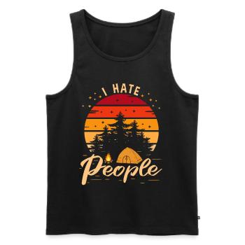 I Hate People Camping - Männer Premium Bio Tank Top - Schwarz - Vorne - Michal (187cm)