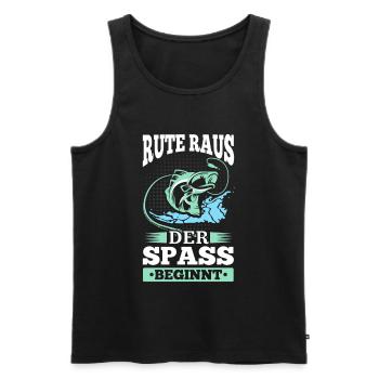 Rute Raus Der Spass Beginnt! Angler Geschenk - Männer Premium Bio Tank Top - Schwarz - Vorne - Michal (187cm)