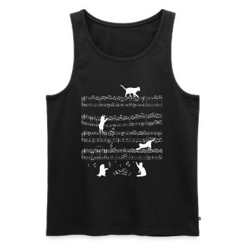 Chat musique notes maison tigre drôle cadeau - Débardeur bio Premium Homme - noir - Devant - Michal (187cm)
