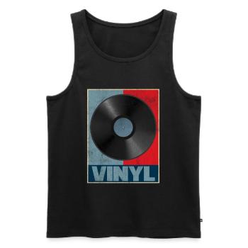 Vinyl Record Vintage Music Retro DJ Gift - Men's Premium Organic Tank Top - black - Front - Michal (187cm)