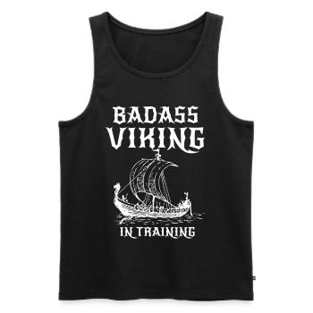 Badass Viking à l'entraînement - Débardeur bio Premium Homme - noir - Devant - AI Model Male 178 light (178cm)