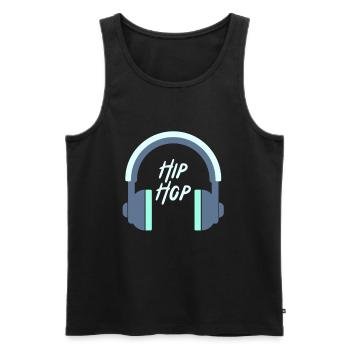 Hip hop bat cadeau de musique de danse break écouteurs - Débardeur bio Premium Homme - noir - Devant - Michal (187cm)