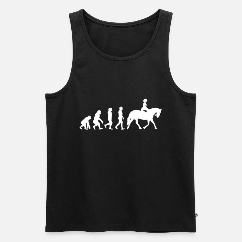 Evolution Chevaux Équitation Cavalier Cadeau - Débardeur bio Premium Homme - noir