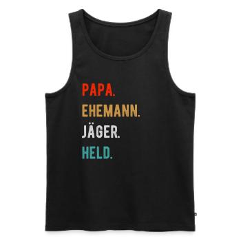 Jäger Jagd Papa - Männer Premium Bio Tank Top - Schwarz - Vorne - Michal (187cm)