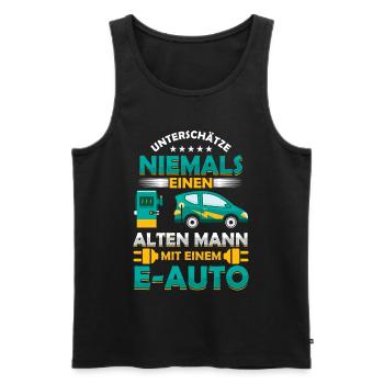Alter Mann E-Auto Elektroautofahrer Rente Geschenk - Männer Premium Bio Tank Top - Schwarz - Vorne - AI Model Male 178 light (178cm)