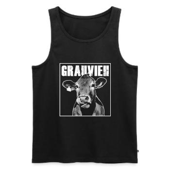 Grauvieh Landwirt Bauer Kuh Tirol Farmer Geschenk - Männer Premium Bio Tank Top - Schwarz - Vorne - AI Model Male 178 light (178cm)