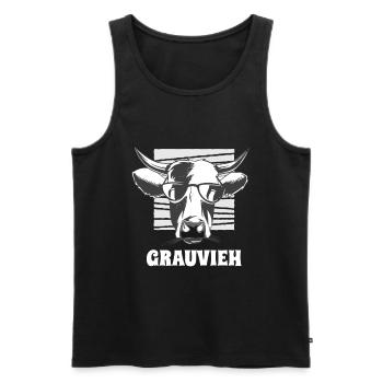 Grauvieh Tirol KuhLandwirt Bauer Farmer Geschenk - Männer Premium Bio Tank Top - Schwarz - Vorne - Michal (187cm)