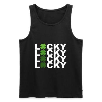 Lucky Kleeblatt klein - Männer Premium Bio Tank Top - Schwarz - Vorne - Michal (187cm)