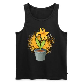 Pot de fleurs de jonquille Jardinier Fleurs jaunes - Débardeur bio Premium Homme - noir - Devant - AI Model Male 178 light (178cm)