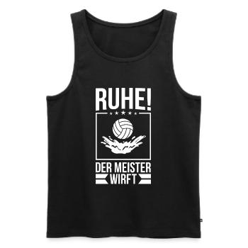 Ruhe! Der Meister wirft - Waterpolo Wasserpolo - Männer Premium Bio Tank Top - Schwarz - Vorne - Michal (187cm)