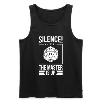 Silence! The Master Is Up! D20 Würfel - Männer Premium Bio Tank Top - Schwarz - Vorne - AI Model Male 178 light (178cm)