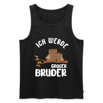 Großer Bruder Eule - Ich werde Großer Bruder - Männer Premium Bio Tank Top - Schwarz - Vorne - Michal (187cm)