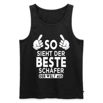 Schäfer Spruch - Männer Premium Bio Tank Top - Schwarz - Vorne - Michal (187cm)