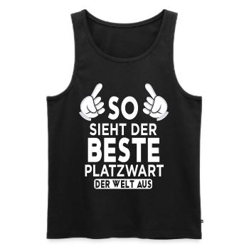 Platzwart Spruch - Männer Premium Bio Tank Top - Schwarz - Vorne - Michal (187cm)