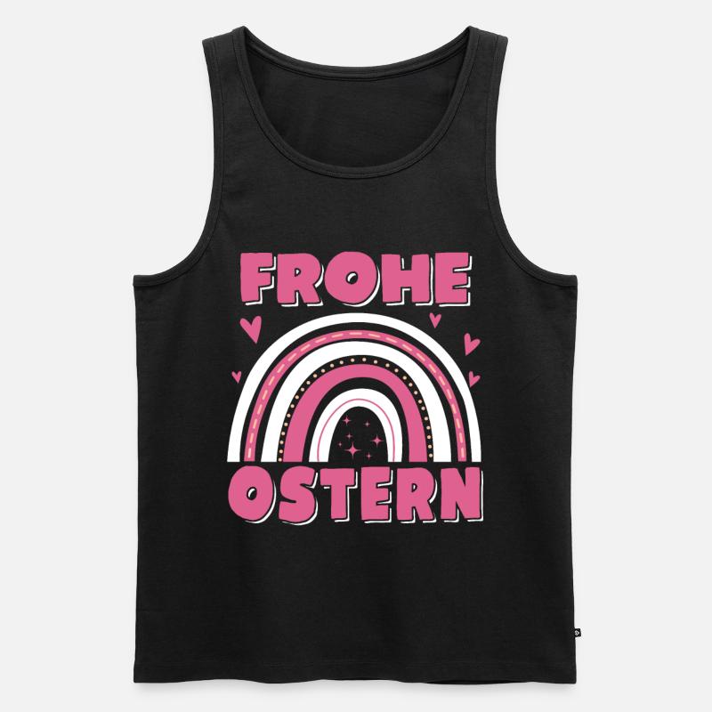 Frohe Ostern Regenbogen - Männer Premium Bio Tank Top - Schwarz