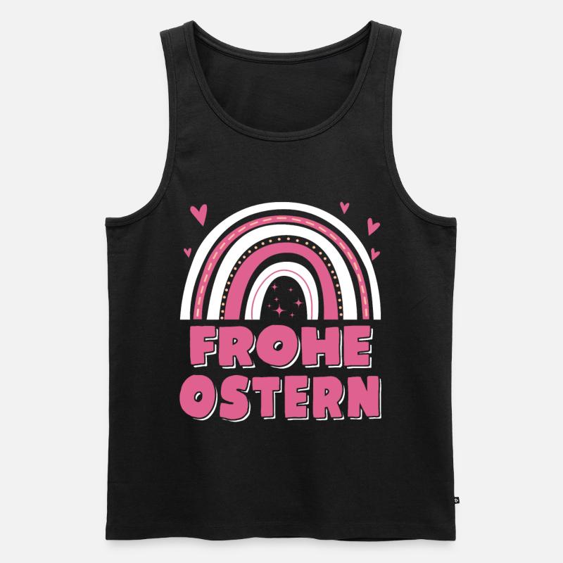Oster Regenbogen Frohe Ostern - Männer Premium Bio Tank Top - Schwarz