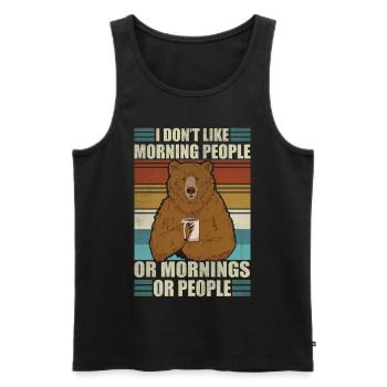 Ich mag keine Morgenmenschen, lustiger Kaffeebär - Männer Premium Bio Tank Top - Schwarz - Vorne - AI Model Male 178 light (178cm)
