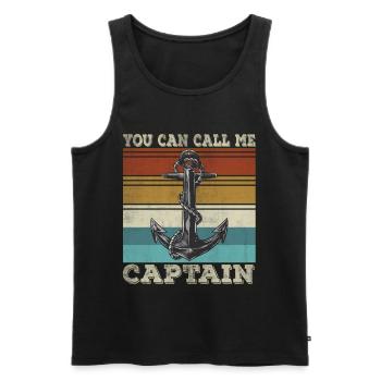 Drôle de capitaine Voilier Humour Ancre Marin - Débardeur bio Premium Homme - noir - Devant - Michal (187cm)