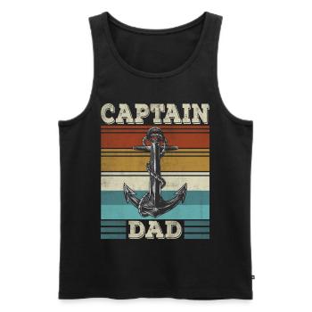 Captain Papa Sailboat Anchor Sailor Papa - Men's Premium Organic Tank Top - black - Front - Michal (187cm)