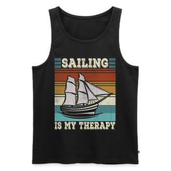 Sailing is my therapy Sailboat Funny Sail - Men's Premium Organic Tank Top - black - Front - Michal (187cm)