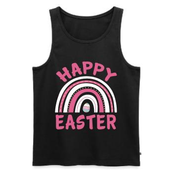 Happy Easter Women Girls Cute Easter Egg Rainbow - Männer Premium Bio Tank Top - Schwarz - Vorne - AI Model Male 178 light (178cm)