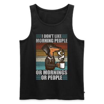 Sarcastic Dachshund Coffee Moody Wiener Dog - Men's Premium Organic Tank Top - black - Front - AI Model Male 178 light (178cm)