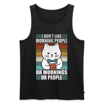 Sarcastic Cat Morning People Coffee Moody Kitty - Männer Premium Bio Tank Top - Schwarz - Vorne - AI Model Male 178 light (178cm)
