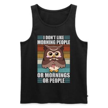Sarcastic Owl Moody Coffee Lazy Owls - Männer Premium Bio Tank Top - Schwarz - Vorne - AI Model Male 178 light (178cm)