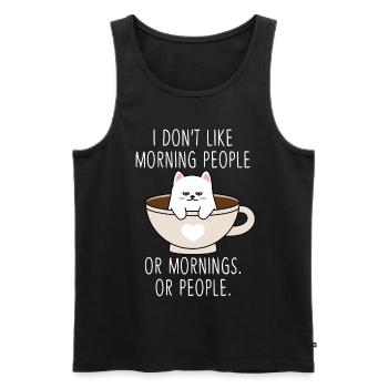 Moody Cat Morning People Coffee Tired Kitty - Männer Premium Bio Tank Top - Schwarz - Vorne - AI Model Male 178 light (178cm)