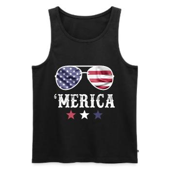 Merica Lunettes de soleil 4 juillet Hommes Femmes Américaine F - Débardeur bio Premium Homme - noir - Devant - Michal (187cm)