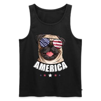 America Dog 4th of July American Flag USA Pug - Men's Premium Organic Tank Top - black - Front - Michal (187cm)