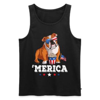 Merica Bulldog 4th of July USA American Flag Engli - Männer Premium Bio Tank Top - Schwarz - Vorne - Michal (187cm)