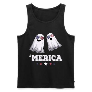 Ghosts Merica 4 juillet Drapeau américain USA - Débardeur bio Premium Homme - noir - Devant - Michal (187cm)