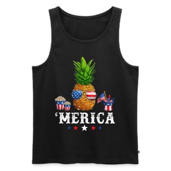 Pineapple American Flag 4th of July Merica USA - Männer Premium Bio Tank Top - Schwarz - Vorne - Michal (187cm)