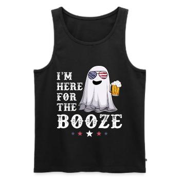 Ghost Booze 4th of July USA American Flag Beer - Männer Premium Bio Tank Top - Schwarz - Vorne - Michal (187cm)