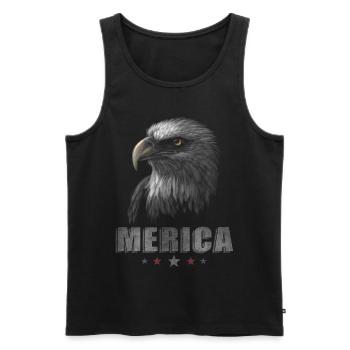 Merica Eagle 4 juillet Hommes Femmes USA Patriotique - Débardeur bio Premium Homme - noir - Devant - Michal (187cm)