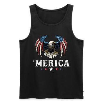 Eagle American Flag 4th of July Merica USA - Männer Premium Bio Tank Top - Schwarz - Vorne - AI Model Male 178 light (178cm)