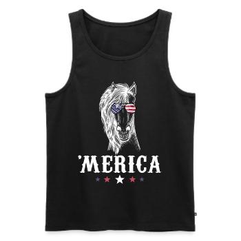 Horse Merica 4th of July American Flag USA - Männer Premium Bio Tank Top - Schwarz - Vorne - AI Model Male 178 light (178cm)