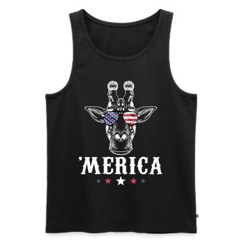 Giraffe Merica 4th of July American Flag USA - Männer Premium Bio Tank Top - Schwarz - Vorne - AI Model Male 178 light (178cm)