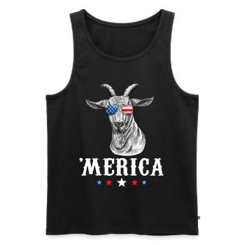 Goat Merica 4th of July American Flag USA - Männer Premium Bio Tank Top - Schwarz - Vorne - AI Model Male 178 light (178cm)