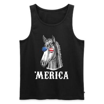 Cheval Merica 4 juillet USA Hommes Femmes American Fl - Débardeur bio Premium Homme - noir - Devant - Michal (187cm)