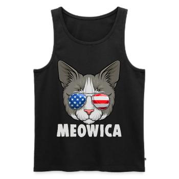 Cat 4th of July USA Kitten American Flag - Männer Premium Bio Tank Top - Schwarz - Vorne - AI Model Male 178 light (178cm)